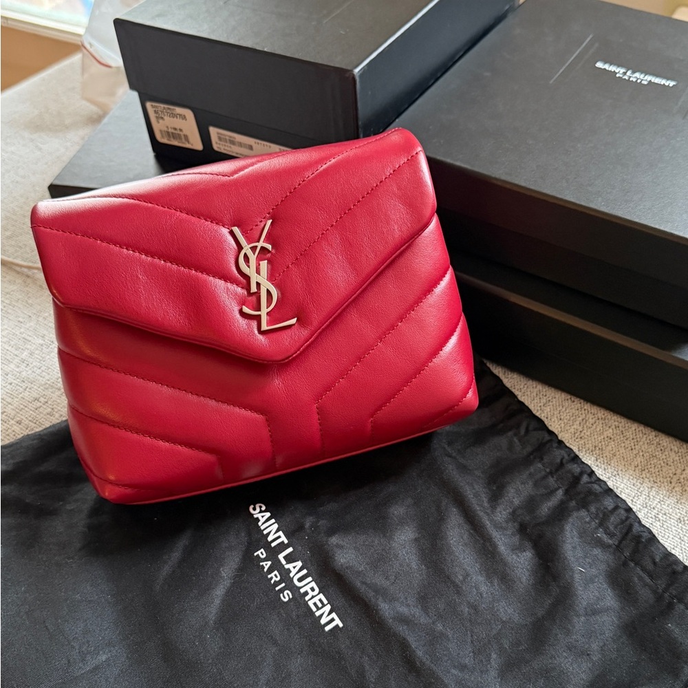 Saint Laurent Red Quilted Toy Loulou Bag